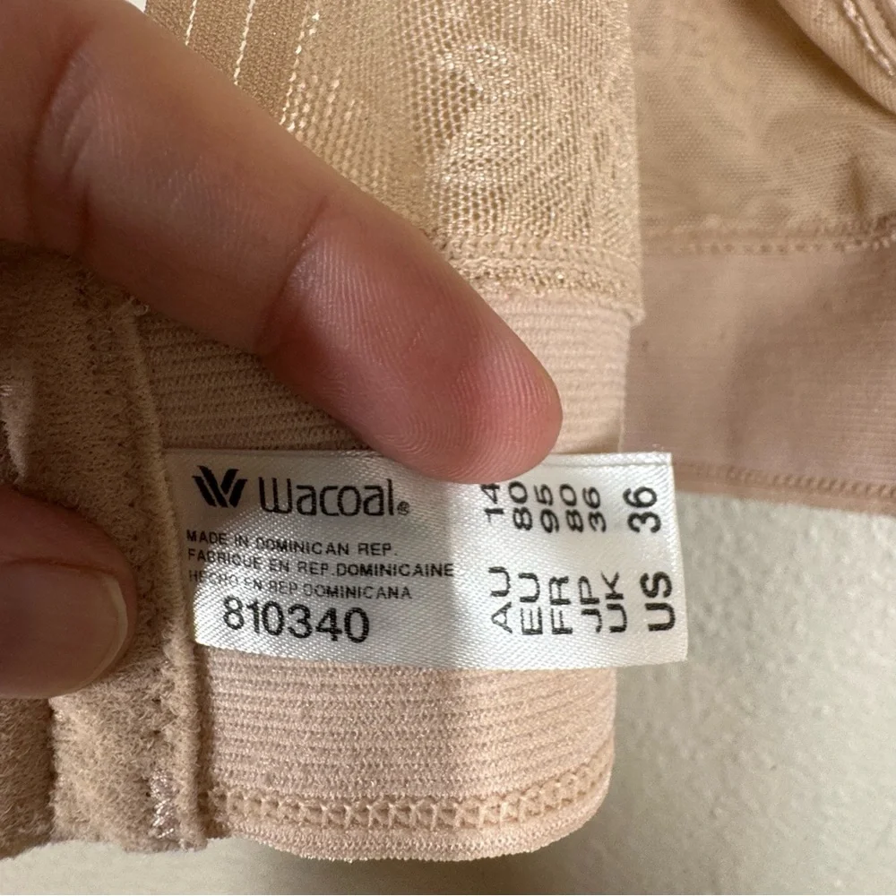 Wacoal 810340 Net Effect Soft Cup Bra Bralette Wire Free Women’s 36 Nude Tan - Picture 4 of 5